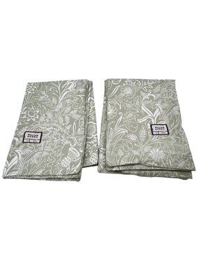 Lot Of 2 William Morris At Home Green Floral Patterned Cotton Pillow Shams